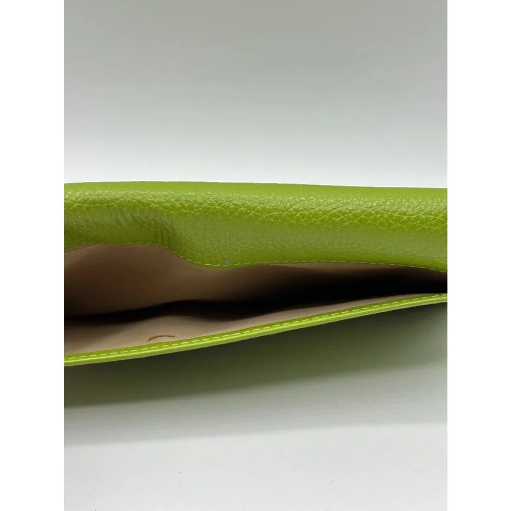 Tod's Lime Green Pebbled Leather Flap Wallet